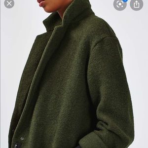 Topshop wool blend dark green coat